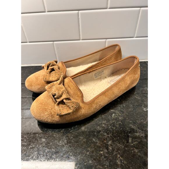 UGG Australia Alloway Women's Suede Studded Bow Ballet Flats Shoes‎ Brown SZ 9.5 - Picture 2 of 10